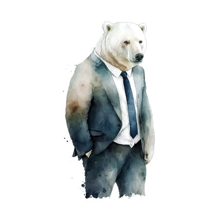 White bear suit fashion. Concept illustration design. Vector art illustration. Business concept. Cute funny character. Fashion model.のイラスト素材