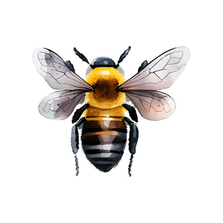 Colorful bee watercolor in beautiful style. Hand drawn vector illustration. Garden nature. Vector collection.のイラスト素材