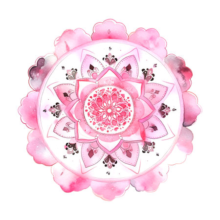 Sahasrara chakra mandala watercolor vector Illustration isolatedのイラスト素材