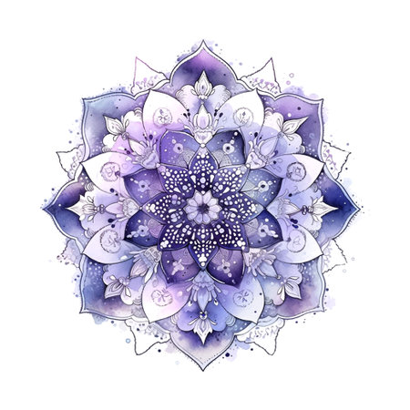 Sahasrara chakra mandala watercolor vector Illustration isolatedのイラスト素材