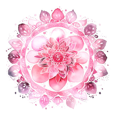 Sahasrara chakra mandala watercolor vector Illustration isolatedのイラスト素材