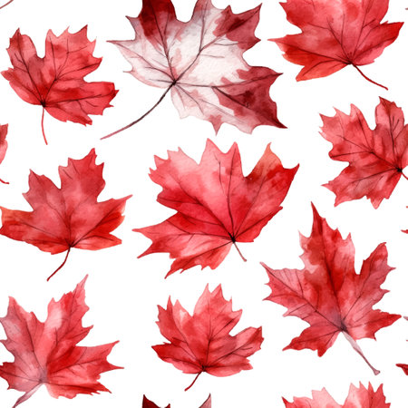 Pattern with maple leaf pattern watercolor for decorative design. White background. Banner background. Abstract art background vector. Floral decor.のイラスト素材