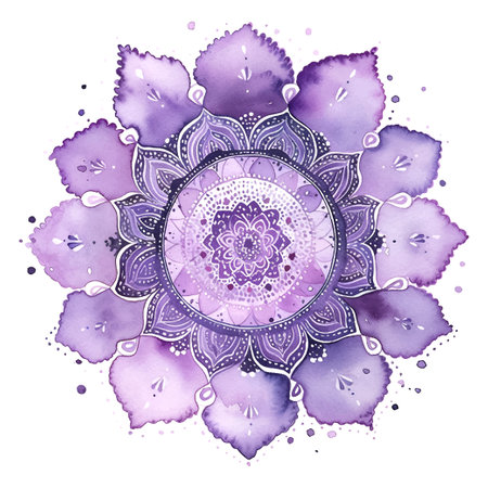 Sahasrara chakra mandala watercolor vector Illustration isolatedのイラスト素材
