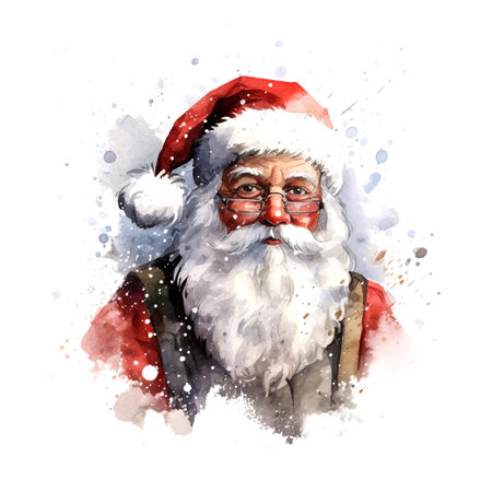 Christmas Santa claus watercolor for celebration design. Happy new year. Party poster.のイラスト素材