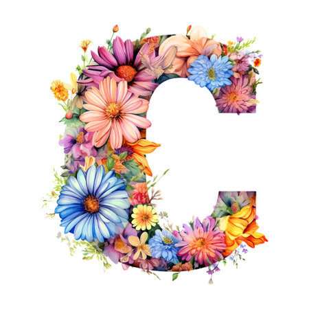 Modern monogram C watercolor, great design for any purposes. alphabetのイラスト素材