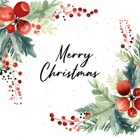 Retro christmas frame watercolor, great design for any purposesのイラスト素材