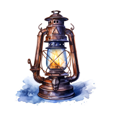 Vintage lamp watercolor, great design for any purposesのイラスト素材