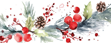 New Year and Christmas Card - Vintage Holly berry Background - in Vectorのイラスト素材