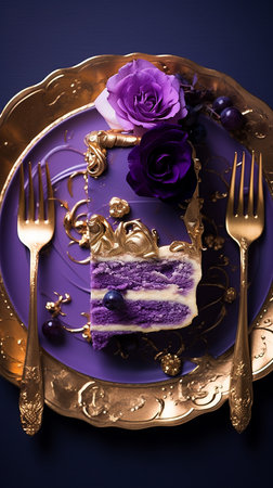 Royal dessert delicious, celebration, birthday, bakery with flowersの写真素材