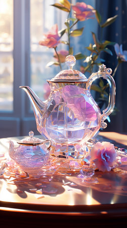 glass cup, table, flowers, drink, decor, floralの写真素材