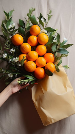 Christmas New Year fresh, nature, orange bouquetの写真素材