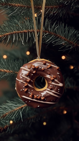 Christmas tree donuts decorative, holiday sweetの写真素材