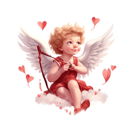 Valentine's Day Cupid the angel watercolor illustration vector