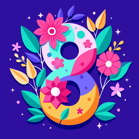 International Women's Day, 8 march flowerのイラスト素材