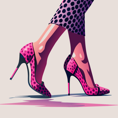 woman's legs in leopard print high heels with bows, clip artのイラスト素材
