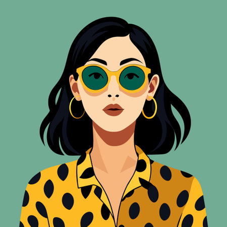 a woman in a leopard print shirt and sunglasses, clip art, pink face, dressed in expensiveのイラスト素材