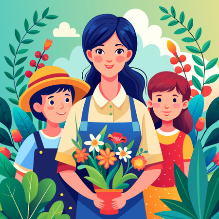 International Mother's Day digital illustration artのイラスト素材