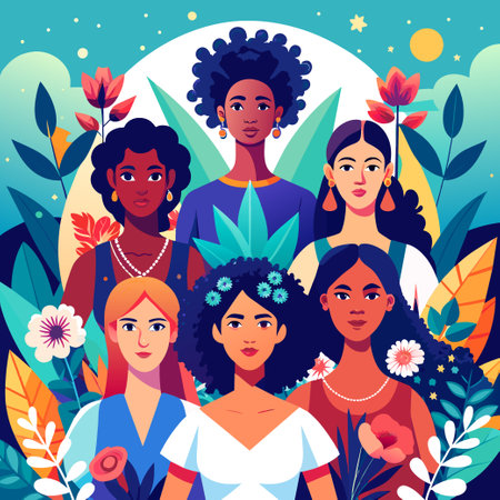 International Women's Day, 8 march flowers Girls with flowersのイラスト素材