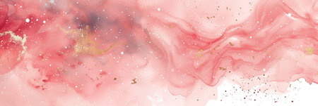 A pink and gold background with a lot of gold glitter bannerの素材