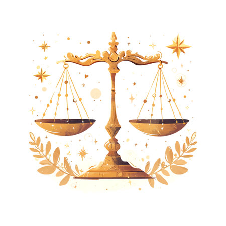 zodiac sign Libra with golden stars illustration on white backgroundのイラスト素材