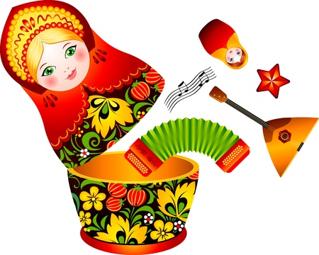 Russian tradition matryoshka dollのイラスト素材