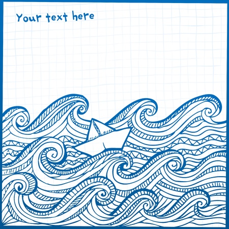 Artistic hand-drawing white sheep in the blue oceanのイラスト素材