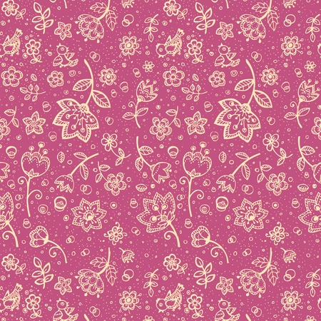 Hand-drawing flower seamless patternのイラスト素材