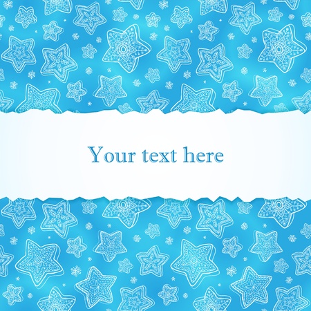 Blue hand-drawn snowflakes greetings cardの写真素材
