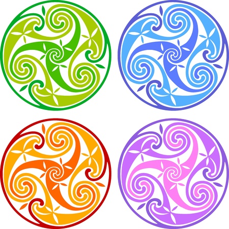 Colored celtic triskelsの写真素材