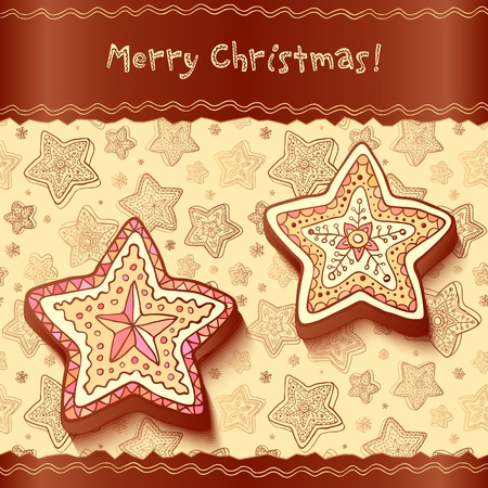 Christmas chocolate honey-cakes greetings cardのイラスト素材