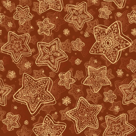 Christmas honey-cakes seamless backgroundのイラスト素材