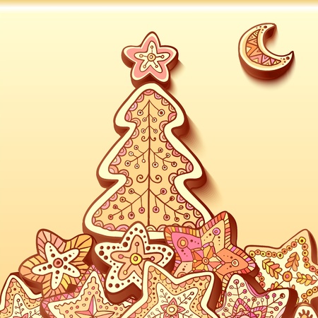 Christmas tree chocolate honey-cakes backgroundのイラスト素材