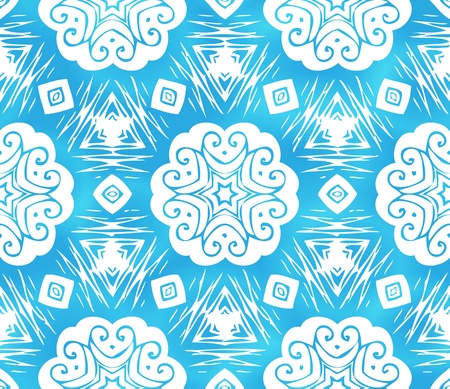 Blue abstract snowflakes seamless patternのイラスト素材