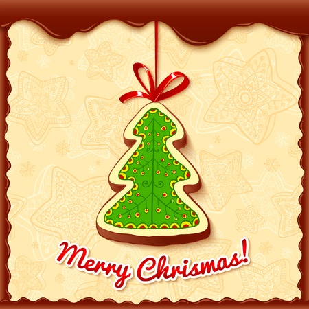 Chocolate christmas tree greetings cardのイラスト素材