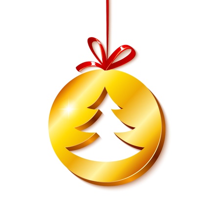 Christmas tree in golden circleのイラスト素材