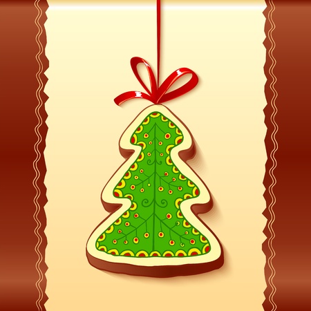 Christmas tree chocolate honey-cake greetings cardのイラスト素材