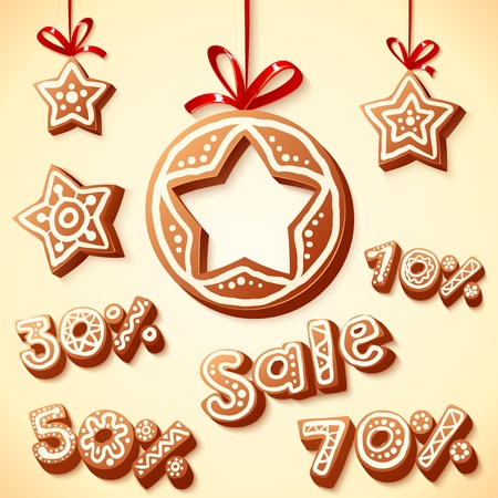 Christmas cakes sale discount illustrationのイラスト素材