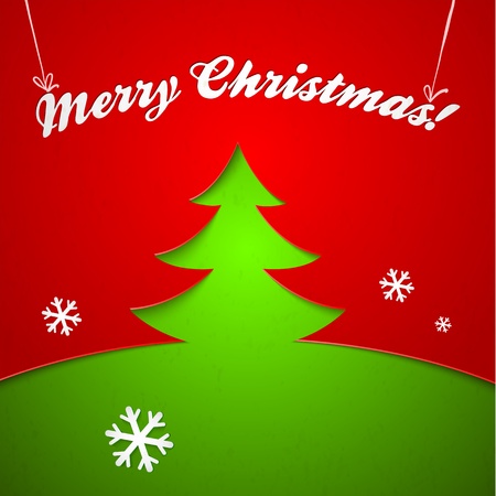 Red and green Christmas tree vector appliqueのイラスト素材
