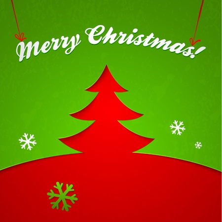 Red and green Christmas tree vector appliqueのイラスト素材