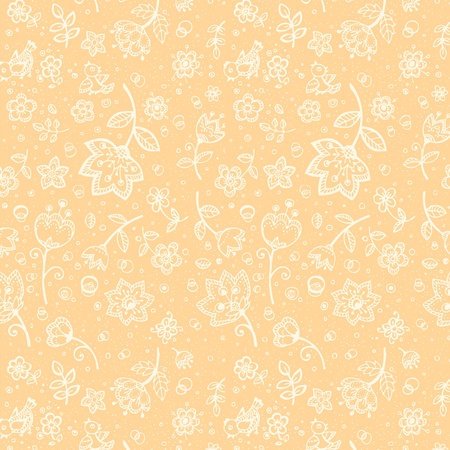 Hand-drawing coffee-and-milk colors flower patternのイラスト素材