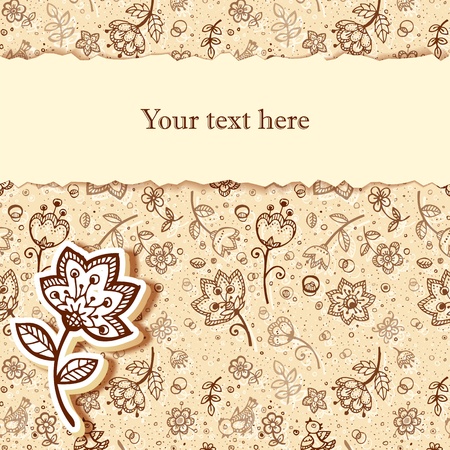 Greeting card in coffee and milk colors flowerのイラスト素材