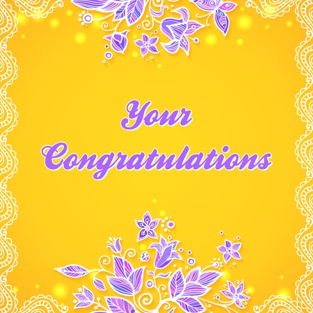 Abstract yellow ornate flower greeting cardの写真素材
