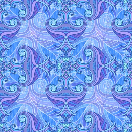 Artistic hand-drawing blue and violet waves seamless backgroundのイラスト素材