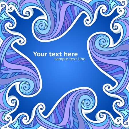 Artistic hand-drawing blue and violet waves backgroundのイラスト素材