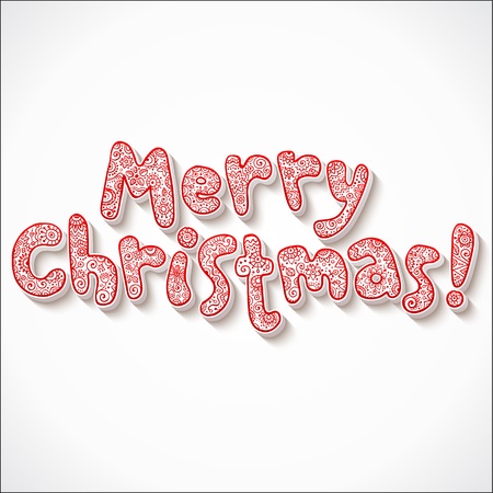 Hand lettering ornate Merry Christmas isolated signのイラスト素材