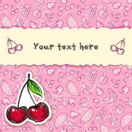 Glamour cherry hand-drawn cardのイラスト素材