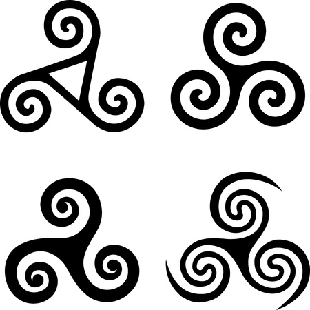 Set of black isolated celtic symbols - triskelsのイラスト素材