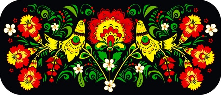 Russian traditional ornament  Hohloma   Birds の写真素材