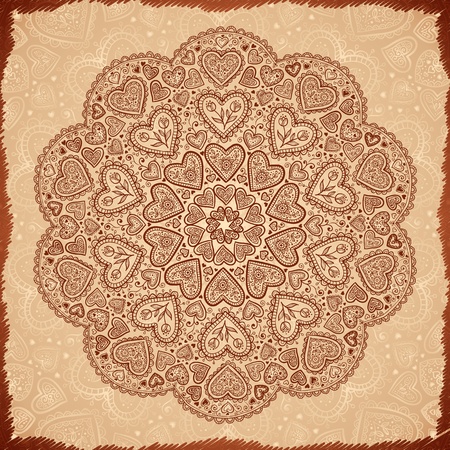 Vintage beige abstract background with doodle circleのイラスト素材
