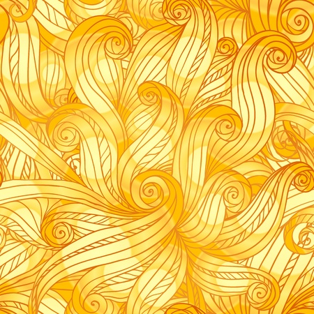 Golden doodle hair abstract seamless patternのイラスト素材